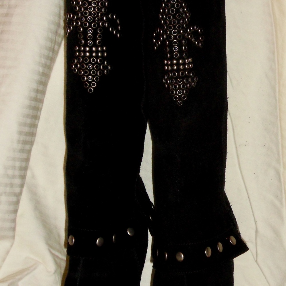 Black Suede Stud Boots